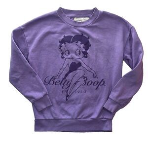 Betty Boop Graphic Sweater Women’s XXS Purple Pullover Knit Modern Crew Neck